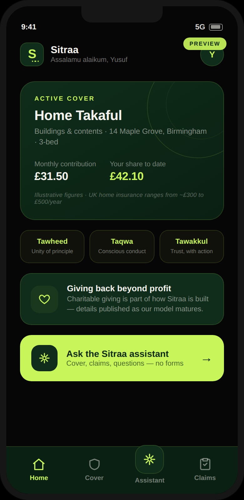 Sitraa member home dashboard — preview